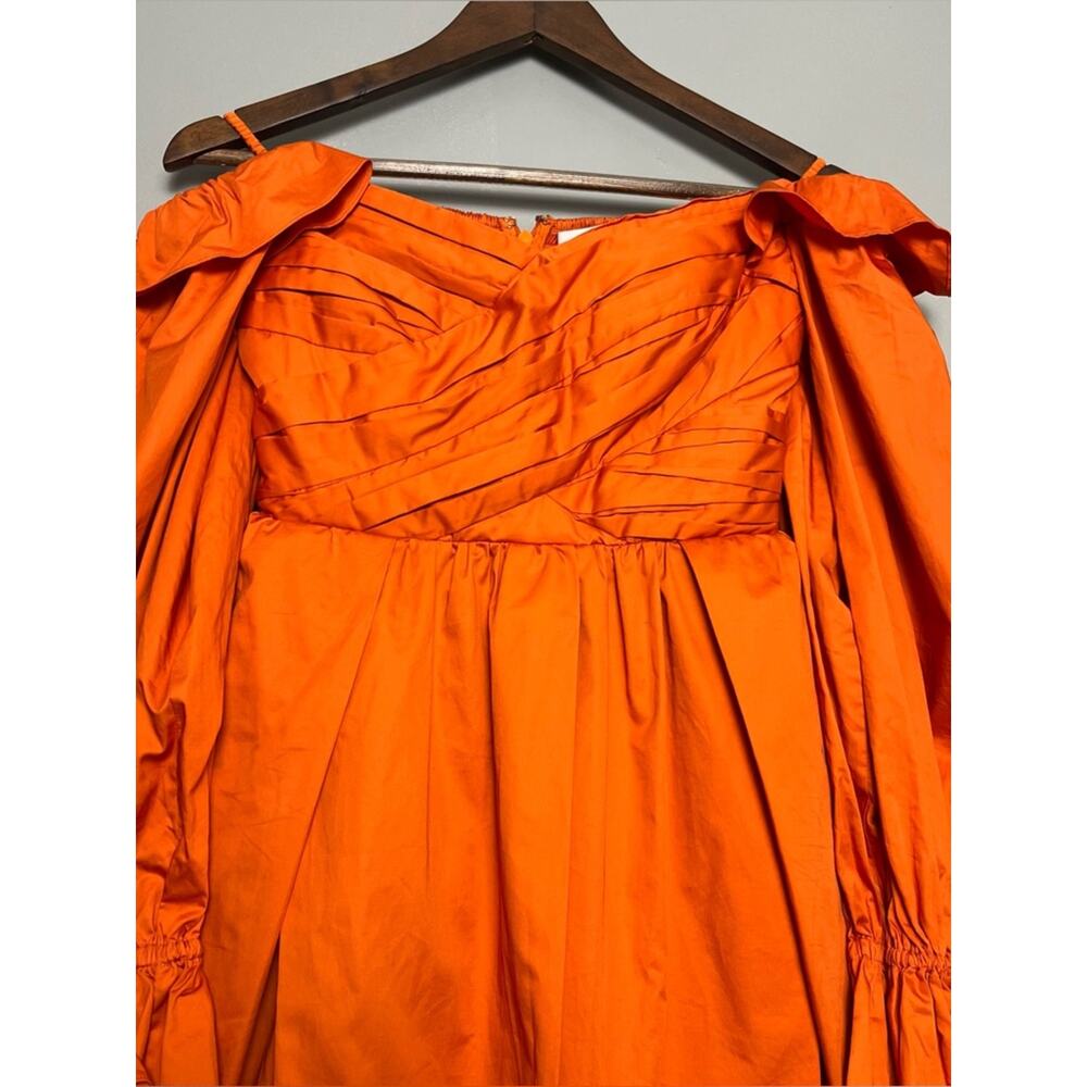 Self-Portrait NWT Burnt Orange Off The Shoulder Ruched Mini Dress Womens Size 4 - Picture 4 of 14
